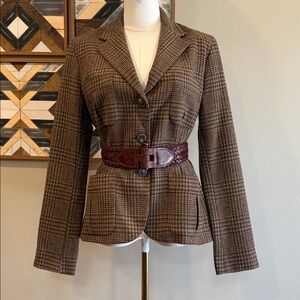 Ralph Lauren Vintage Wool Houndstooth Blazer Jacket size 10